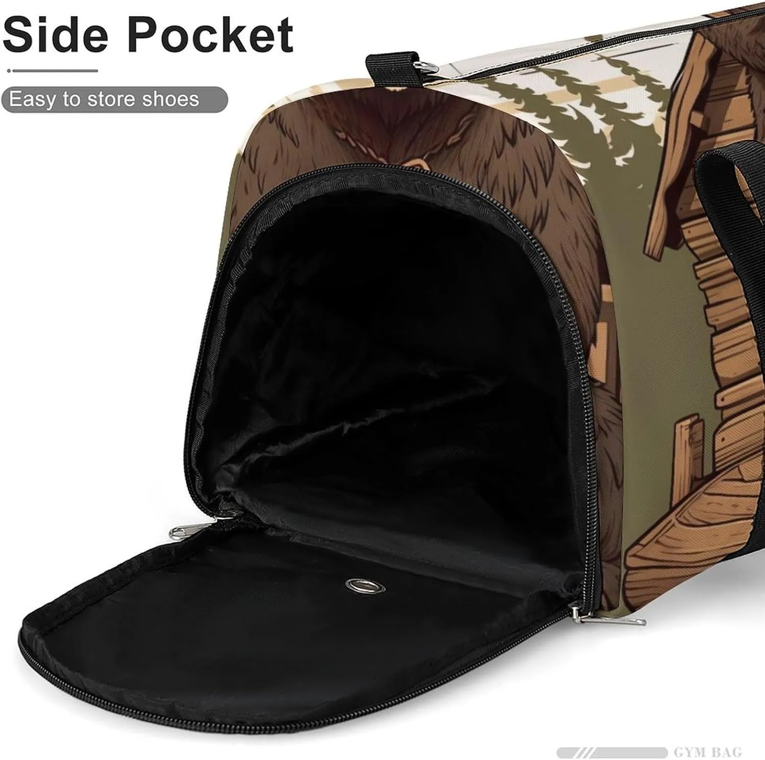 Gym Bag Rustic Lodge Bear Duffel Bag for Men Women Overnight Bag with Shoe Compartment Workout Bags