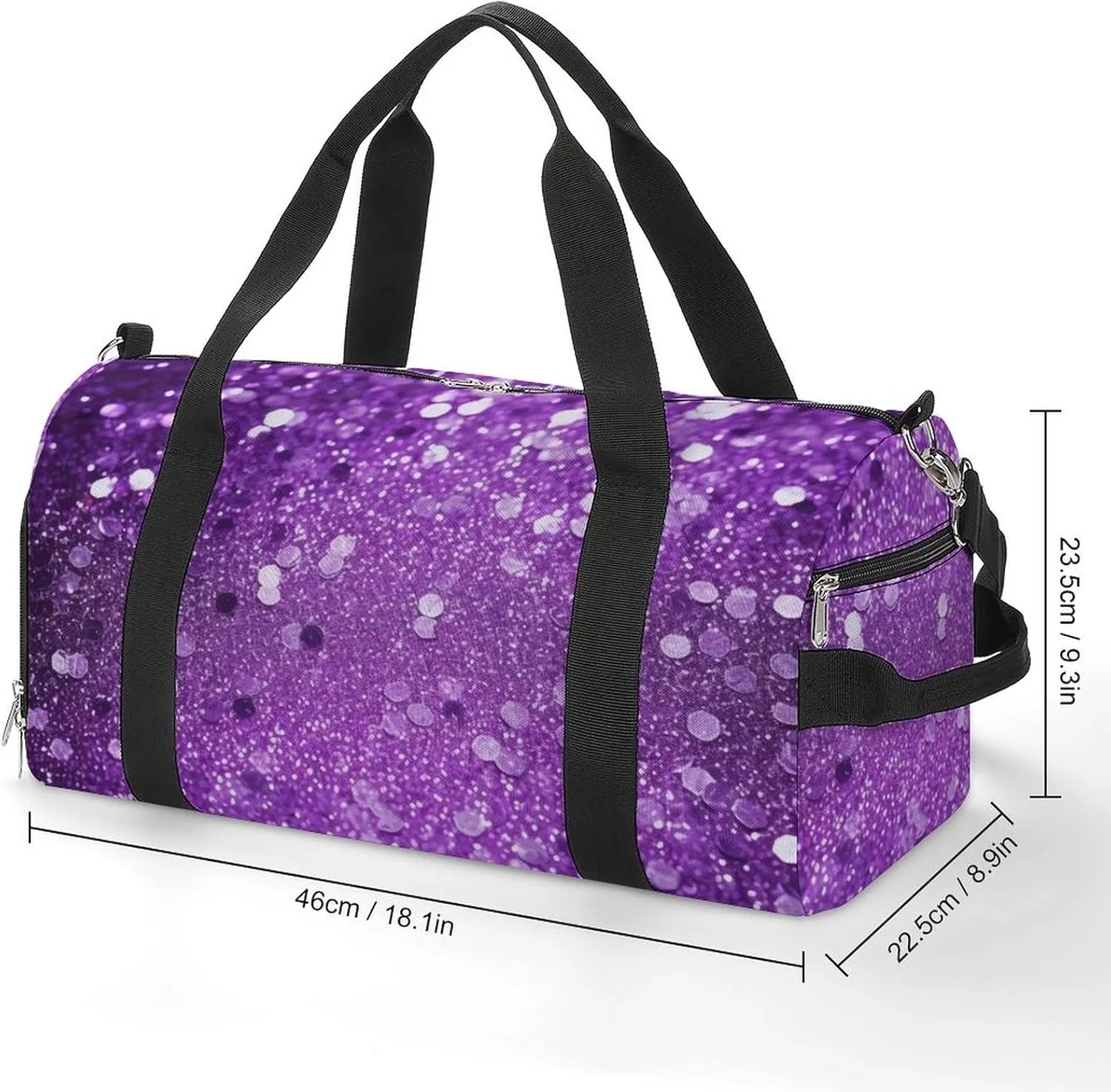 Gym Bag Sparkling Purple Glitter Duffel Bag for Men Women Overnight Bag with Shoe Compartment Workout Bags