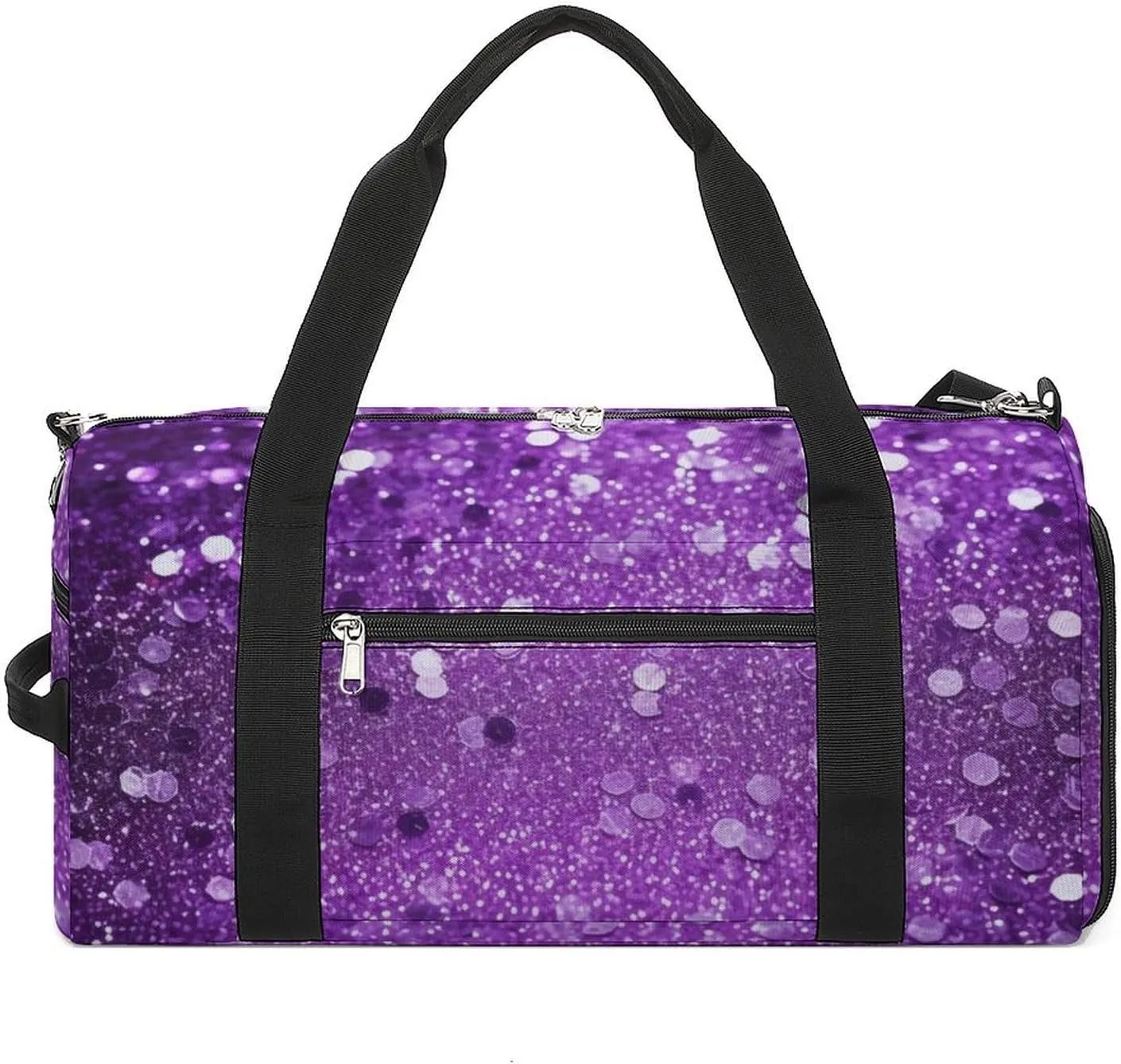 Gym Bag Sparkling Purple Glitter Duffel Bag for Men Women Overnight Bag with Shoe Compartment Workout Bags