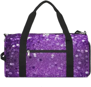 Gym Bag Sparkling Purple Glitter Duffel Bag for Men Women Overnight Bag with Shoe Compartment Workout Bags