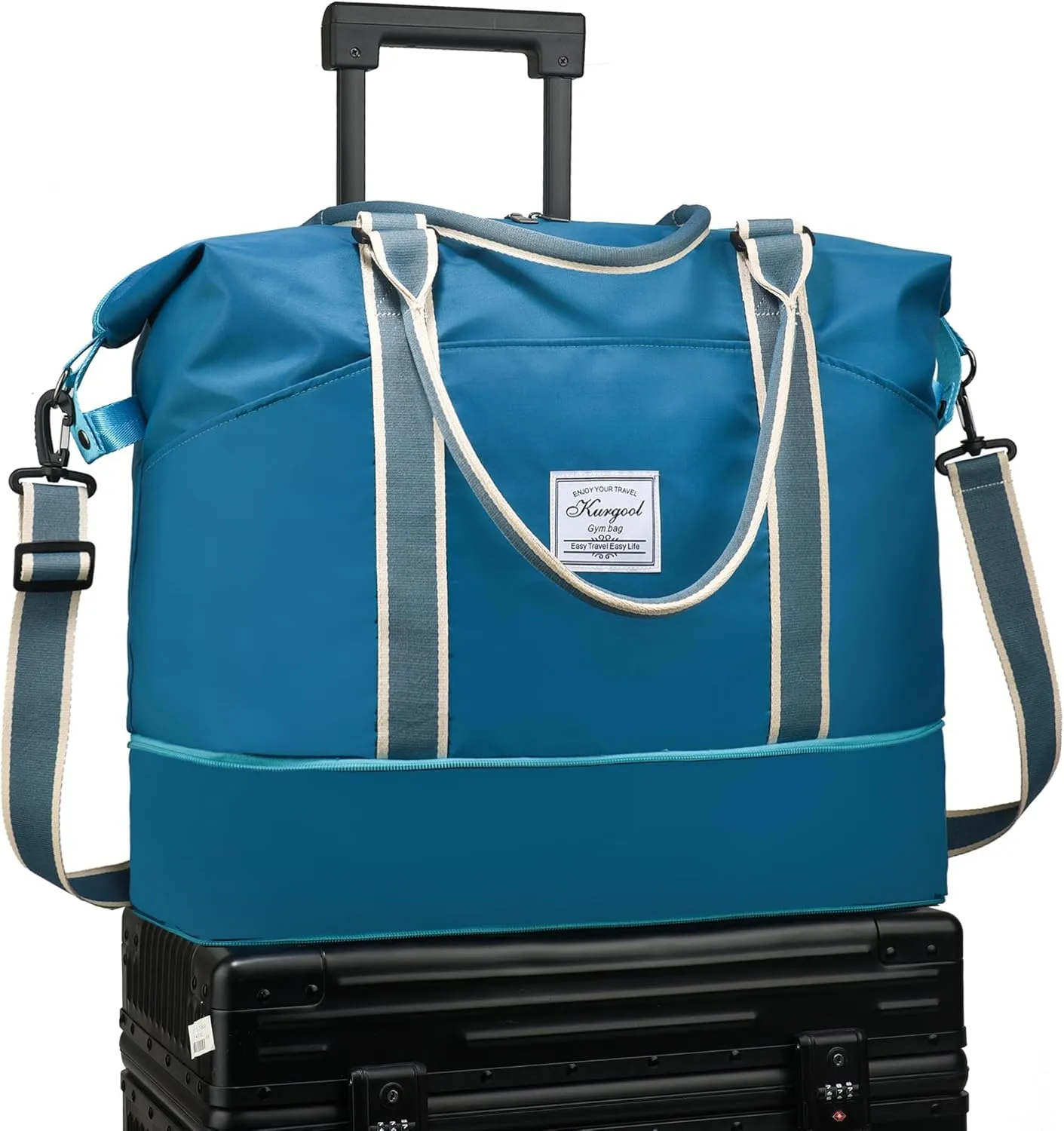 Gym Bag with Wet Pocket, Foldable Travel Duffle Bag Carry On Weekender Bags for Women, Waterproof Overnight Bag for Travel, Gym, Yoga
