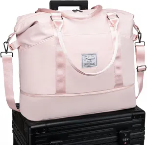 Gym Bag with Wet Pocket, Foldable Travel Duffle Bag Carry On Weekender Bags for Women, Waterproof Overnight Bag for Travel, Gym, Yoga