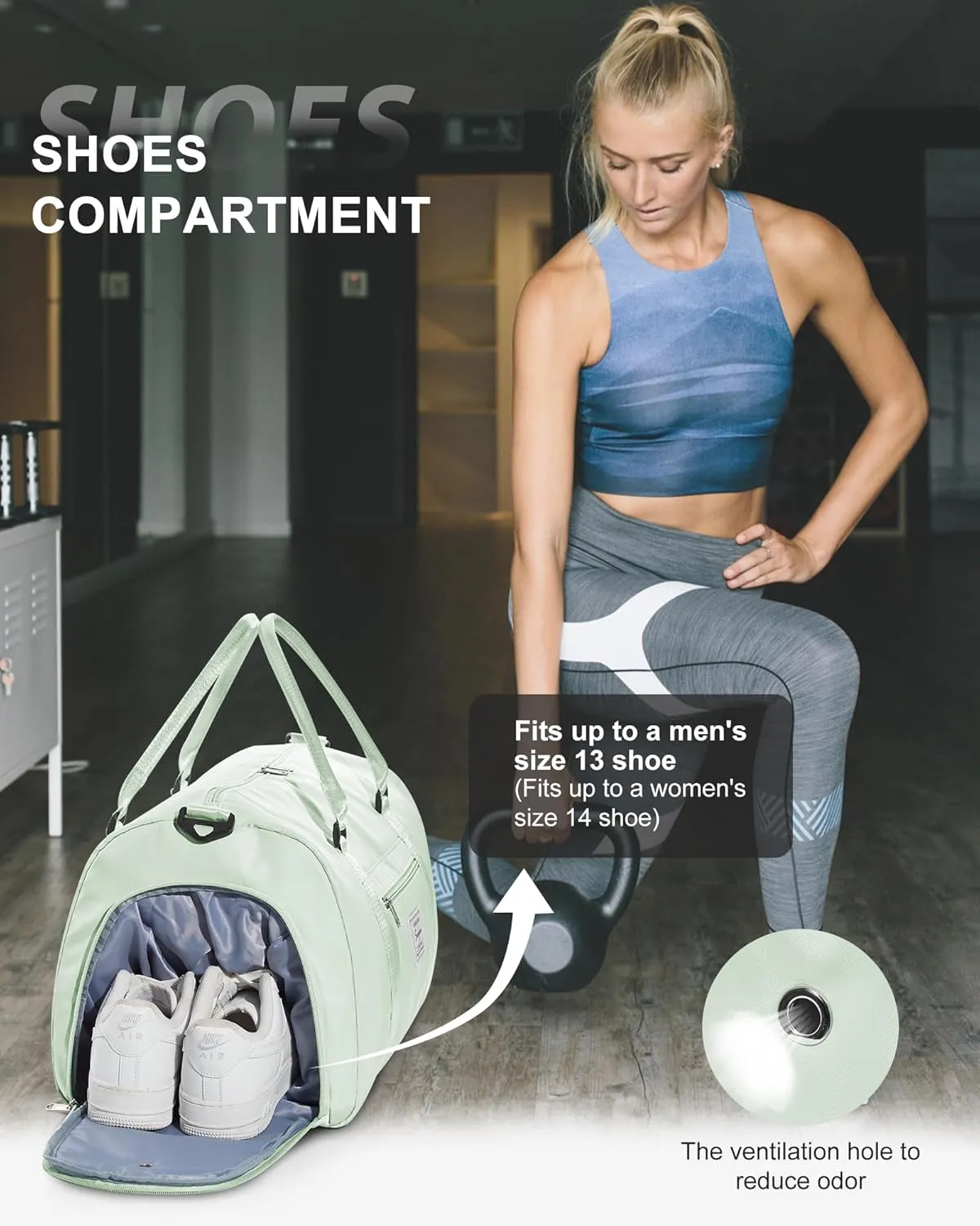 Gym Bag Womens Mens with Shoes Compartment and Wet Pocket Travel Duffel Bag for Women for Plane Sport Gym Tote Bags Swimming Yoga Small Waterproof Weekend Overnight Carry on Bag Hospital Holdalls