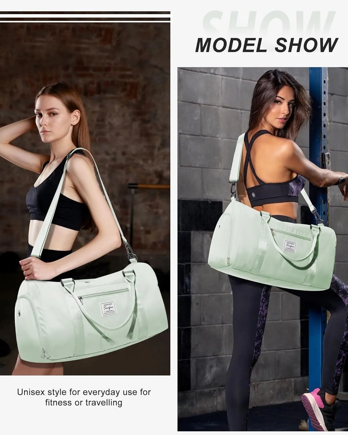 Gym Bag Womens Mens with Shoes Compartment and Wet Pocket Travel Duffel Bag for Women for Plane Sport Gym Tote Bags Swimming Yoga Small Waterproof Weekend Overnight Carry on Bag Hospital Holdalls