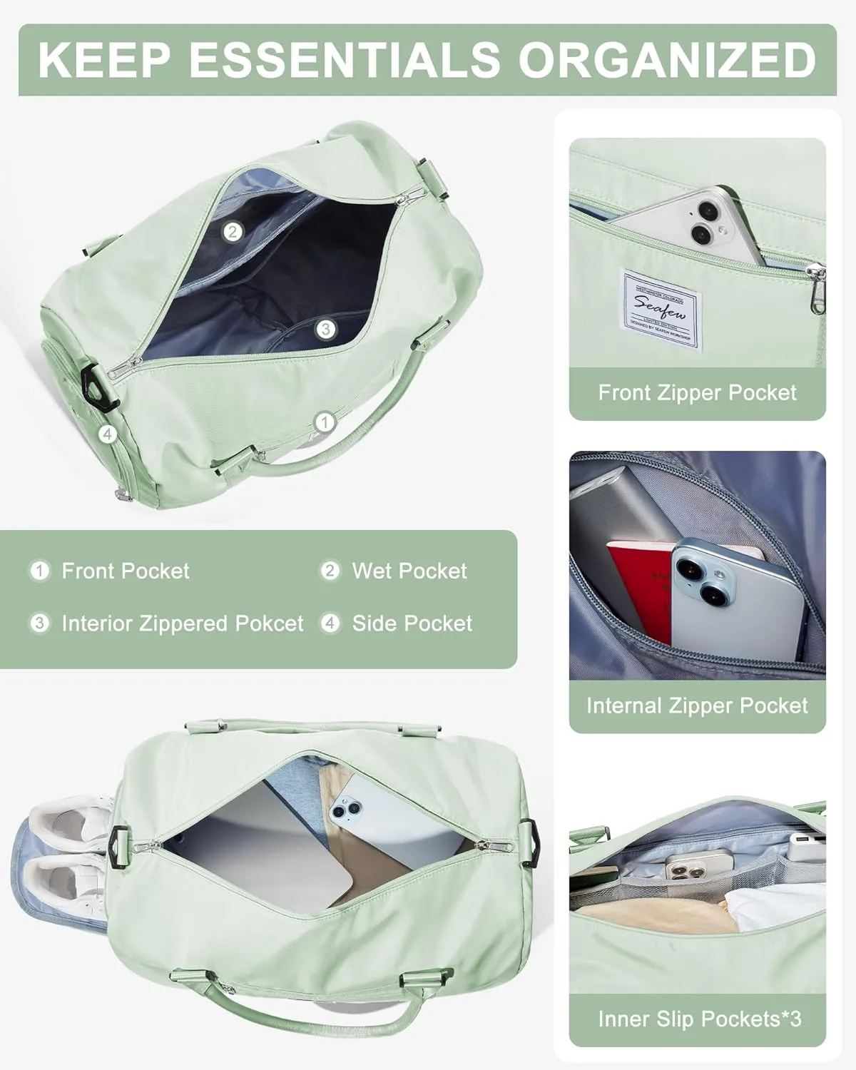 Gym Bag Womens Mens with Shoes Compartment and Wet Pocket Travel Duffel Bag for Women for Plane Sport Gym Tote Bags Swimming Yoga Small Waterproof Weekend Overnight Carry on Bag Hospital Holdalls