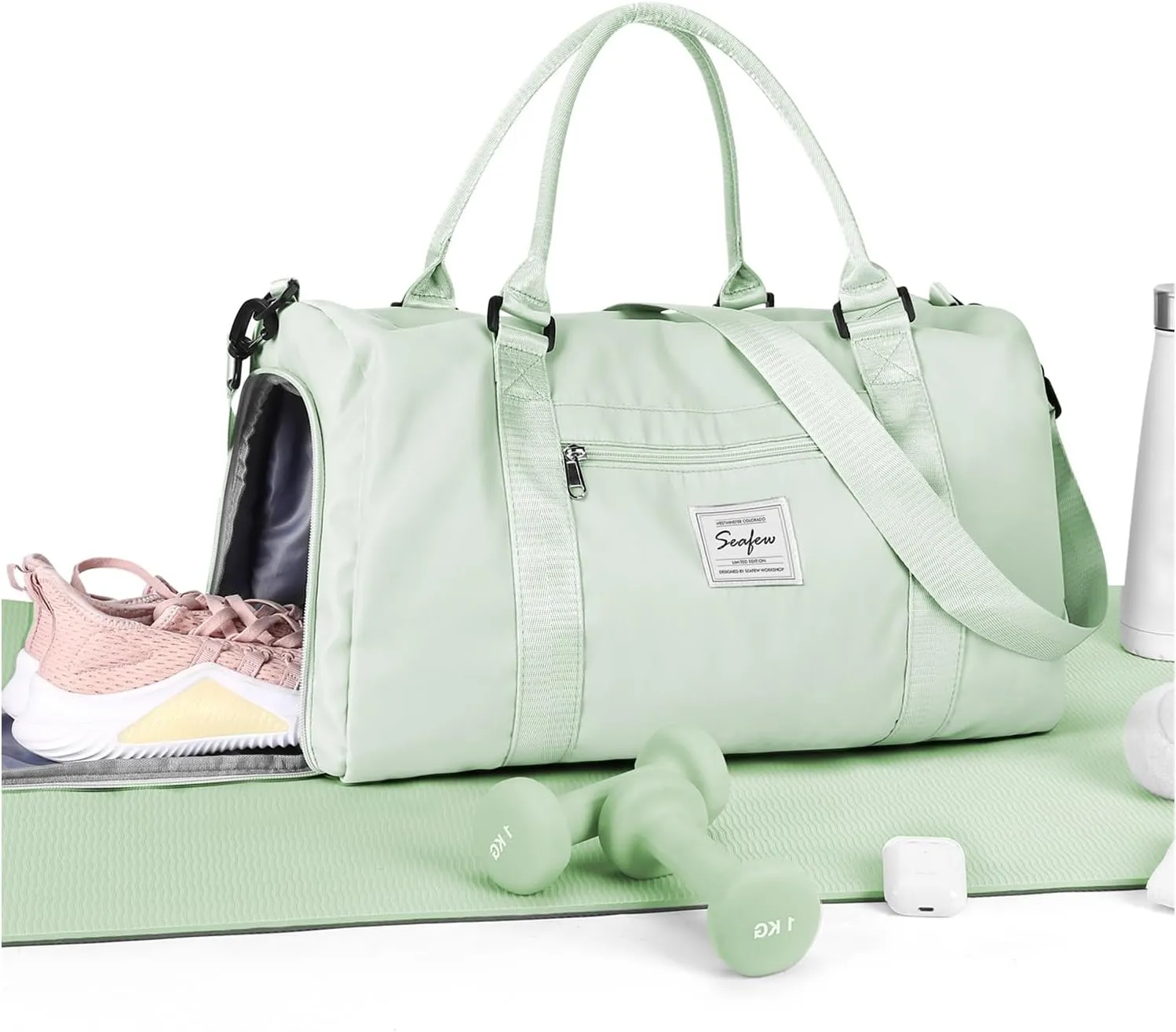 Gym Bag Womens Mens with Shoes Compartment and Wet Pocket Travel Duffel Bag for Women for Plane Sport Gym Tote Bags Swimming Yoga Small Waterproof Weekend Overnight Carry on Bag Hospital Holdalls