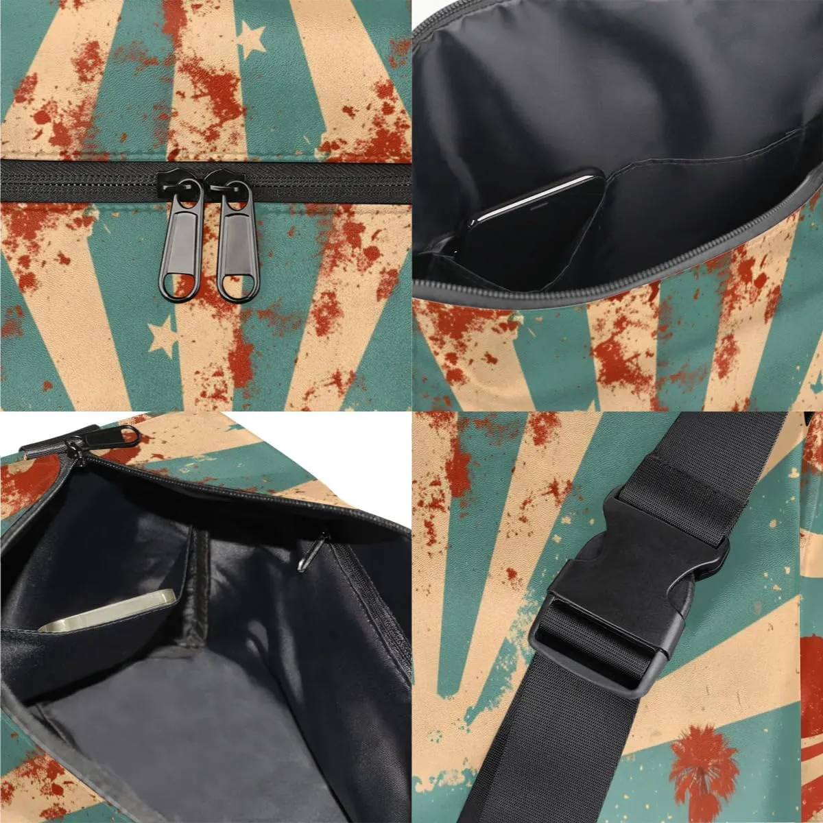 Gym Bags for Men 14.8 Inch Lightweight Carry On Bags for Airplanes Waterproof Duffle Bag for Travel, America Car Cool Pattern