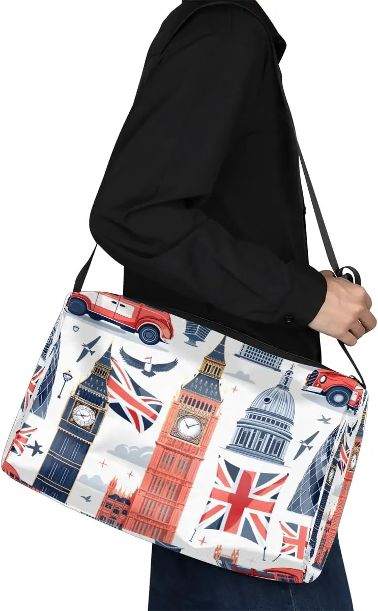 Gym Bags for Men 14.8 Inch Lightweight Carry On Bags for Airplanes Waterproof Duffle Bag for Travel, Country City Patterns