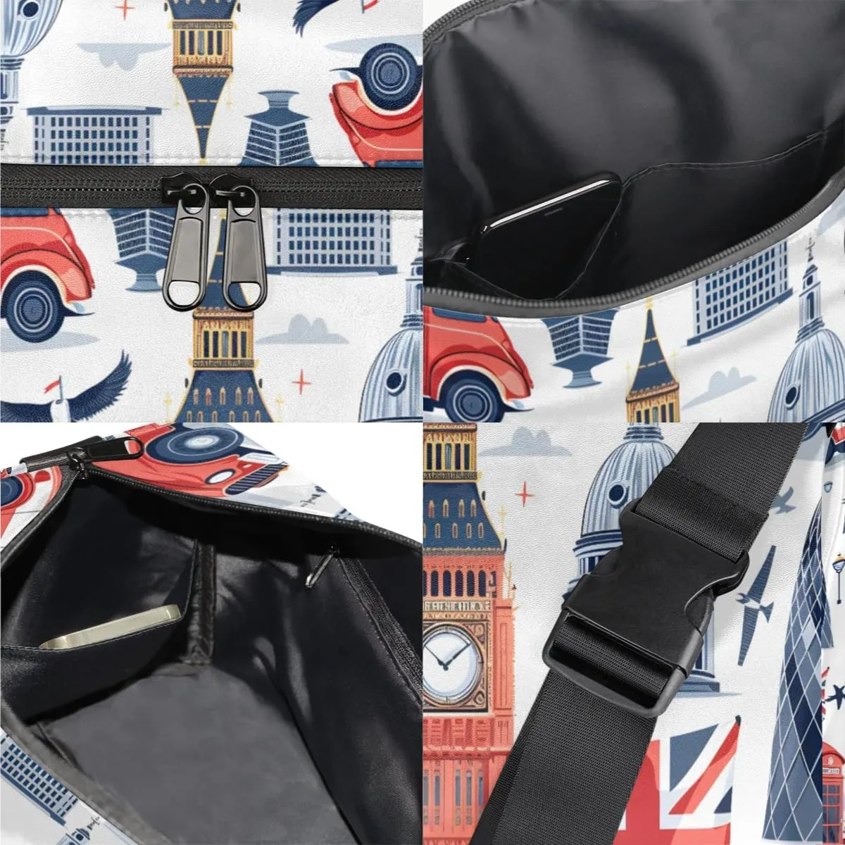 Gym Bags for Men 14.8 Inch Lightweight Carry On Bags for Airplanes Waterproof Duffle Bag for Travel, Country City Patterns