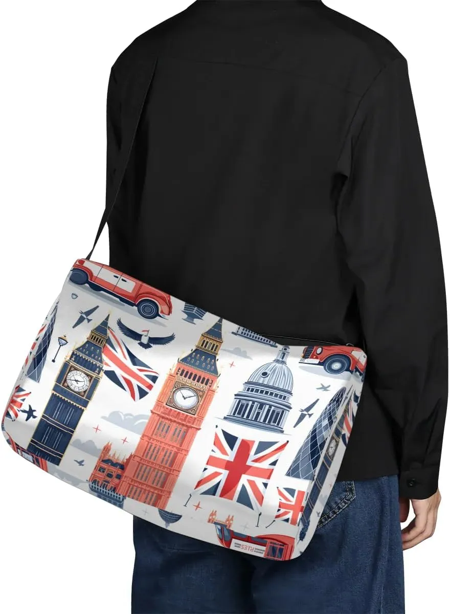 Gym Bags for Men 14.8 Inch Lightweight Carry On Bags for Airplanes Waterproof Duffle Bag for Travel, Country City Patterns