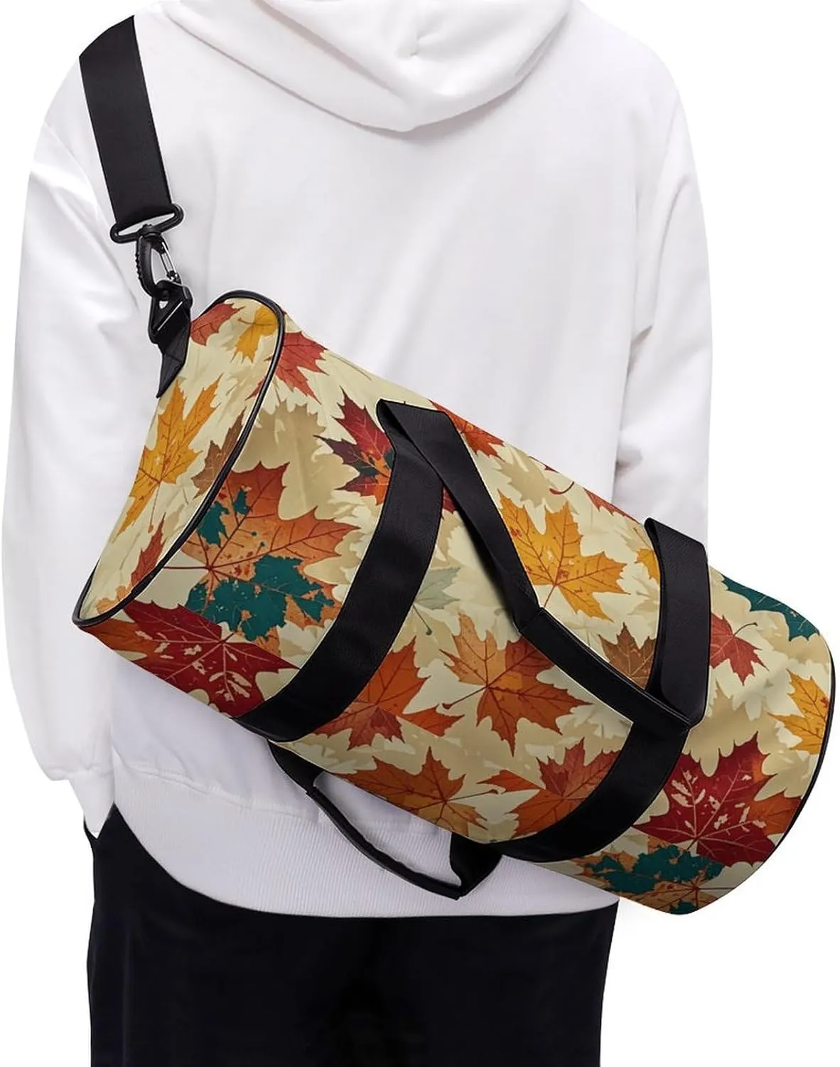 Gym Bags for Men Women Autumn Maple Duffle Bag Travel Overnight Bag with Shoe Compartment Tote Bags