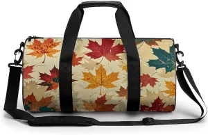 Gym Bags for Men Women Autumn Maple Duffle Bag Travel Overnight Bag with Shoe Compartment Tote Bags