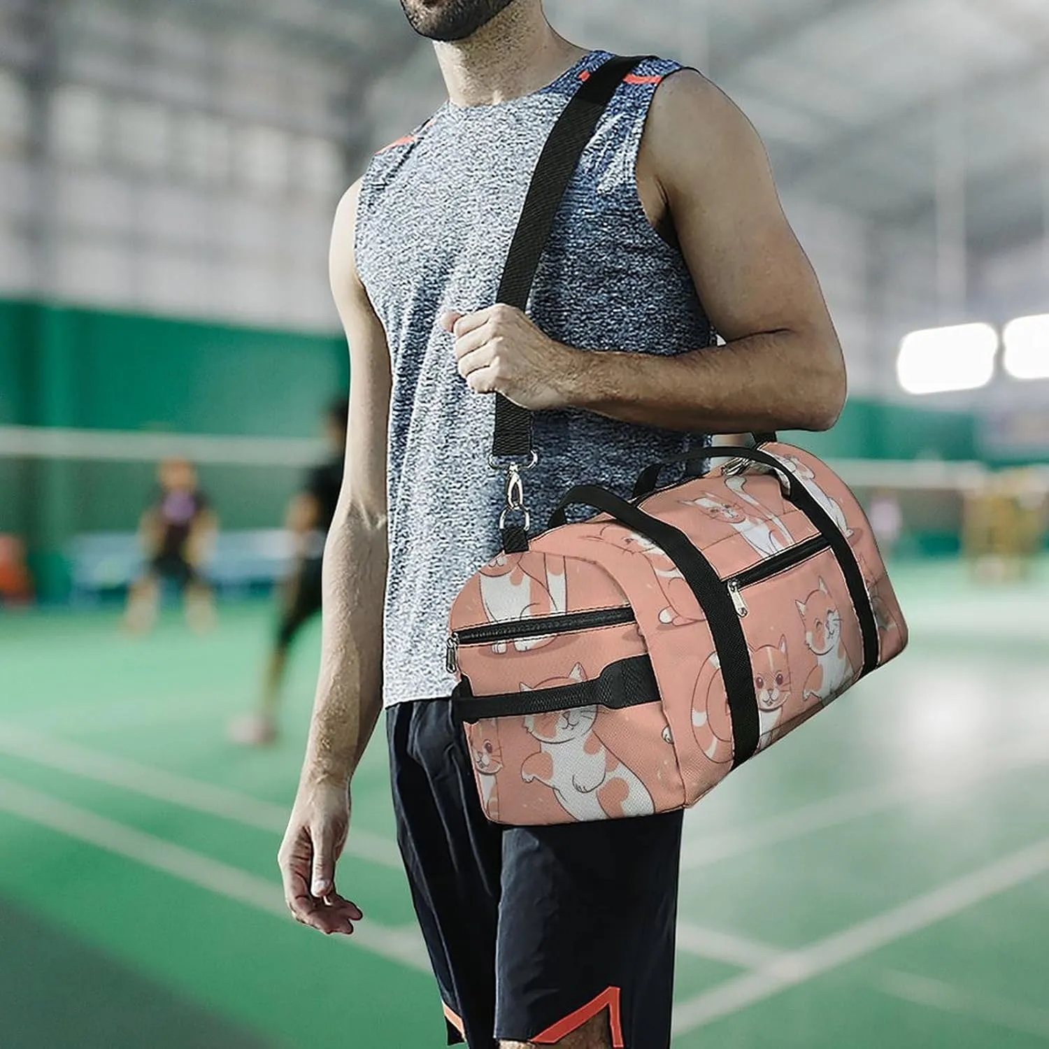 Gym Bags for Men Women Cat's Movements Are Different Duffle Bag Travel Overnight Bag with Shoe Compartment Tote Bags