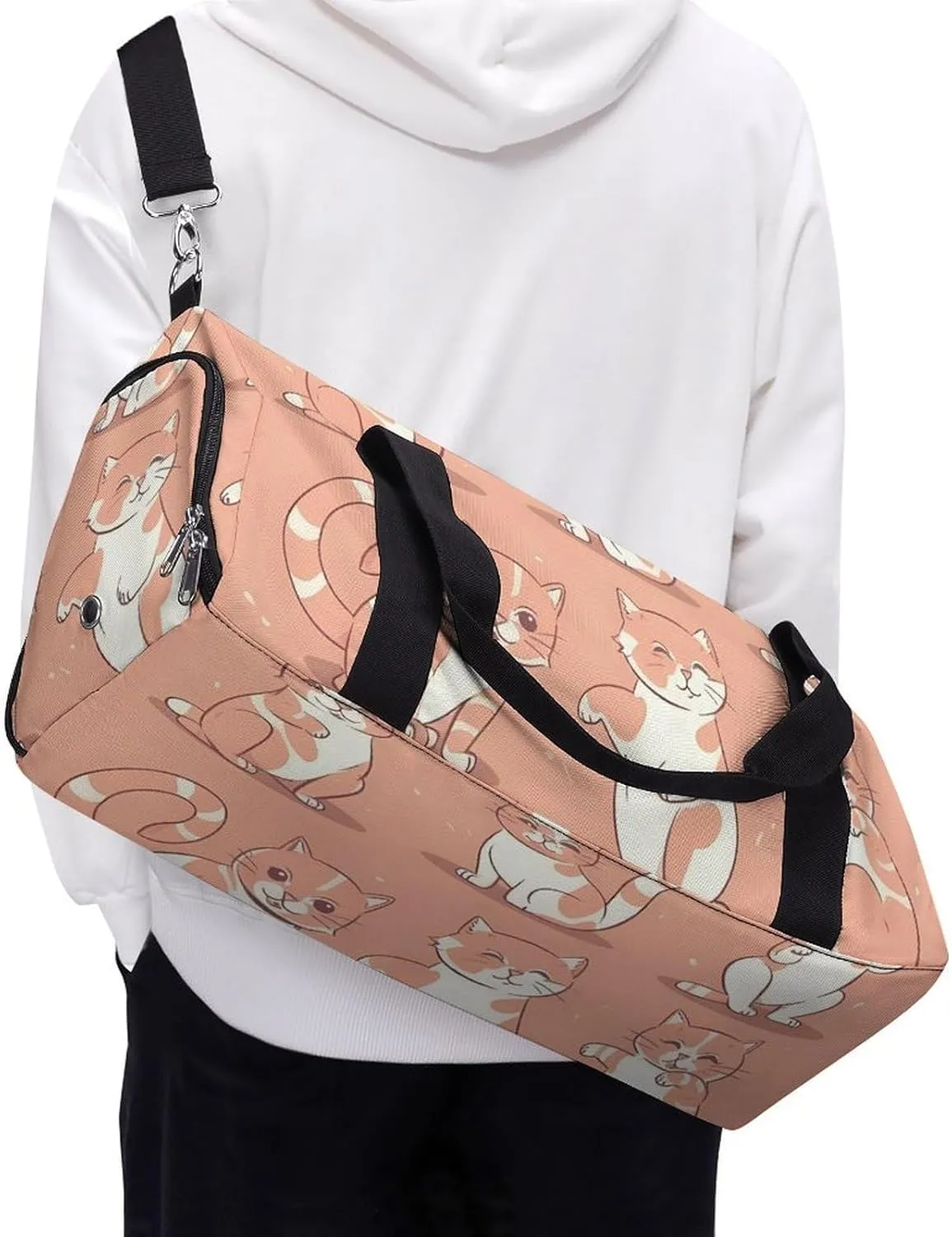 Gym Bags for Men Women Cat's Movements Are Different Duffle Bag Travel Overnight Bag with Shoe Compartment Tote Bags