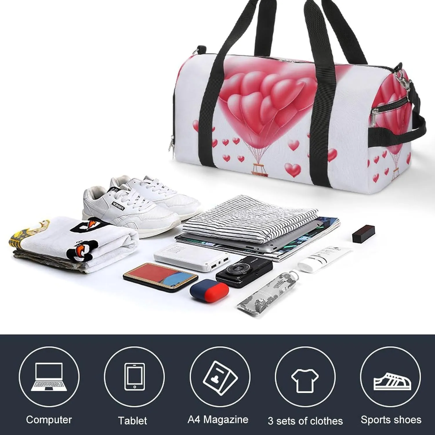 Gym Bags for Men Women Shaped Balloon Duffle Bag Travel Overnight Bag with Shoe Compartment Tote Bags