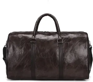 Gym Bags Large Capacity Short-Distance Travel Bag Women Soft PU Leather Travel Bag Duffel Bag Casual Men Sports Fitness Handbag (Color : Gray) (Brown)