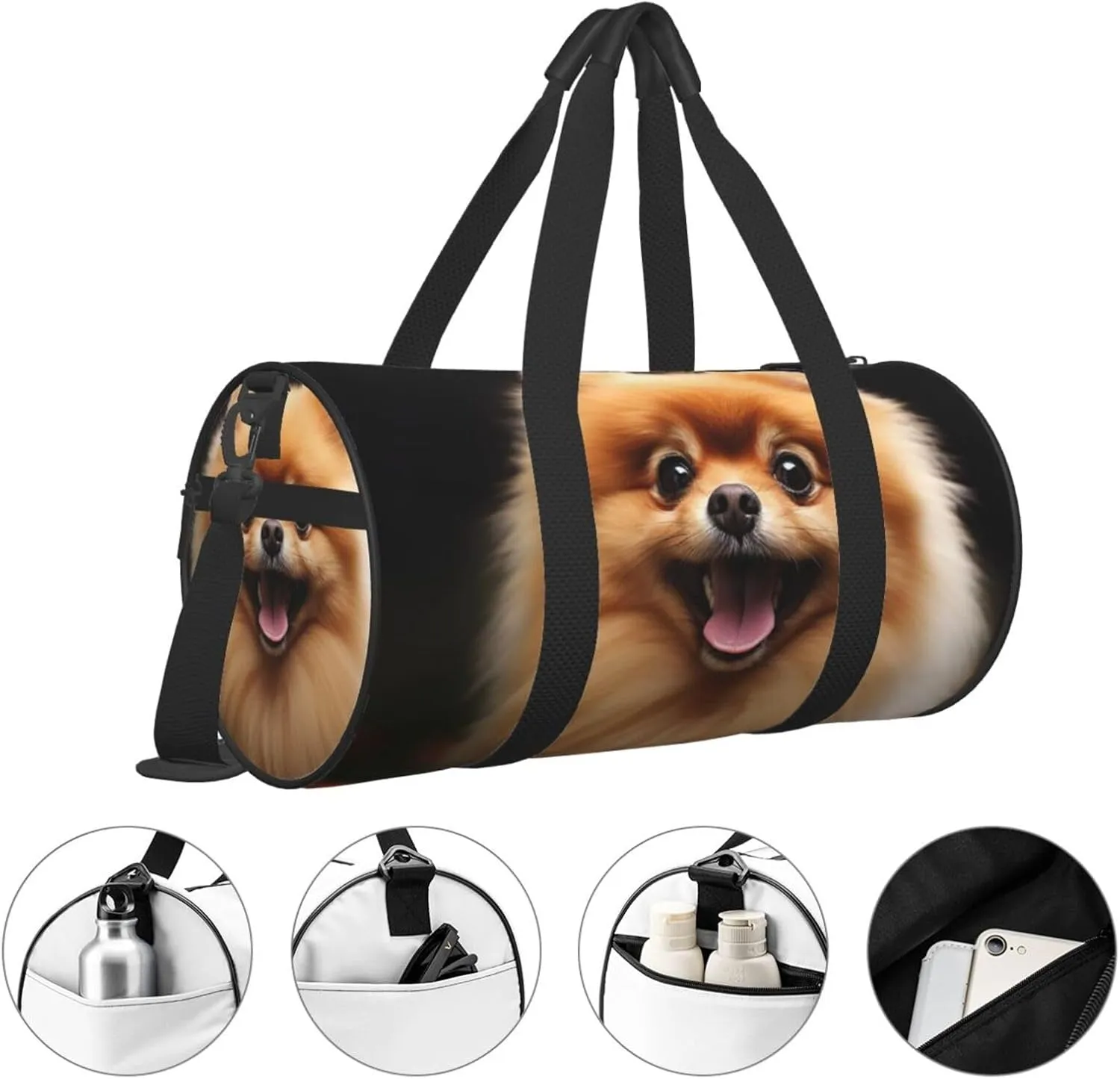 Gym Bags Small Pomeranian Duffel Bag Overnight Bag with Shoe Compartment Carryon Bag for Men Women