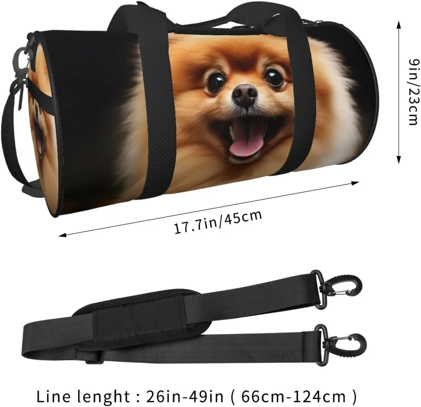 Gym Bags Small Pomeranian Duffel Bag Overnight Bag with Shoe Compartment Carryon Bag for Men Women