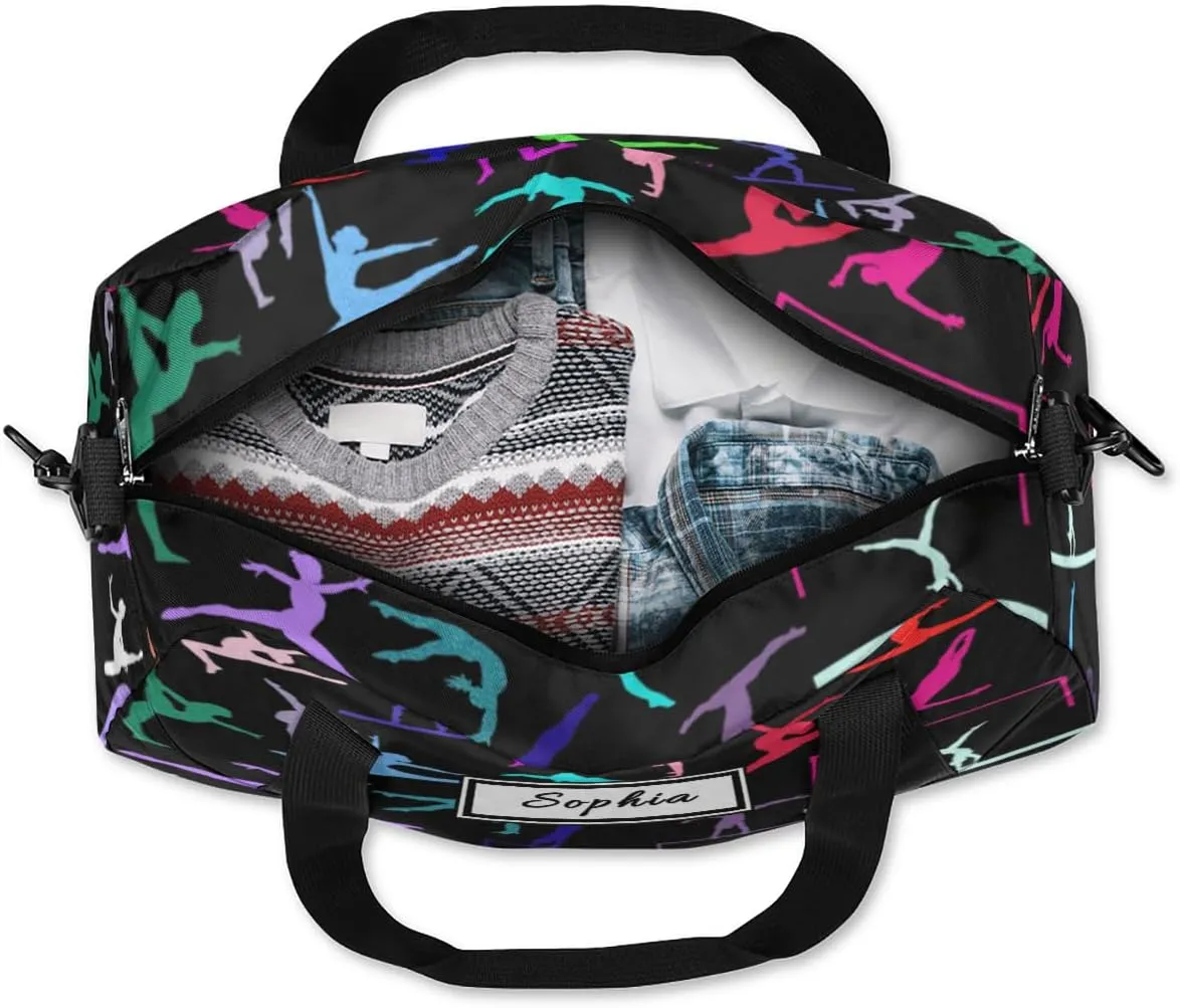 Gymnastics Custom Kids Duffel Overnight Dance Bag for Girls Personalized Dance Duffle Bag for Women Girls Customized Kids Gifts