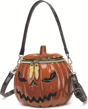 Halloween Purse for Women Funny Weird Handheld/Shoulder/Crossbody Pumpkin Purse 8.66x7.8x5.9 In Zipper Halloween Pumpkin Bag