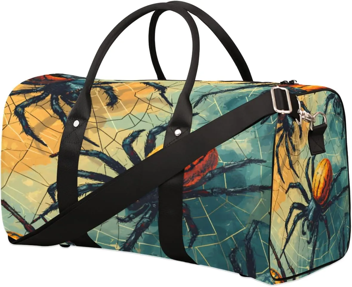 Halloween Spider Duffel Bags Large Tote Bag Overnight Bags for Women Men Lightweight Duffel Bag Adjustable Strap Carry On Bag Waterproof Gym Travel Bag