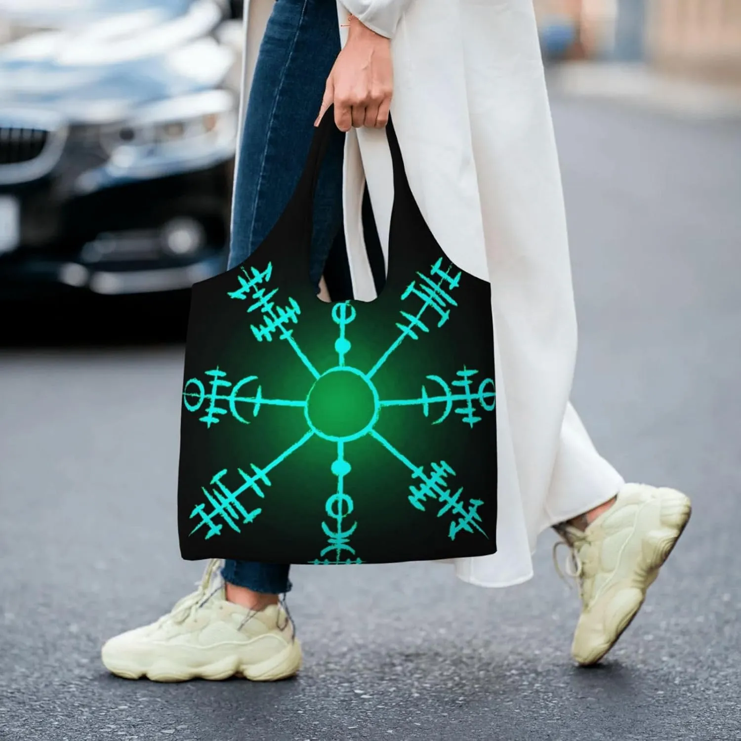halloween spider web black Canvas Tote Bags Reusable Shopping Bag Handbag for Shopper Beach Gifts