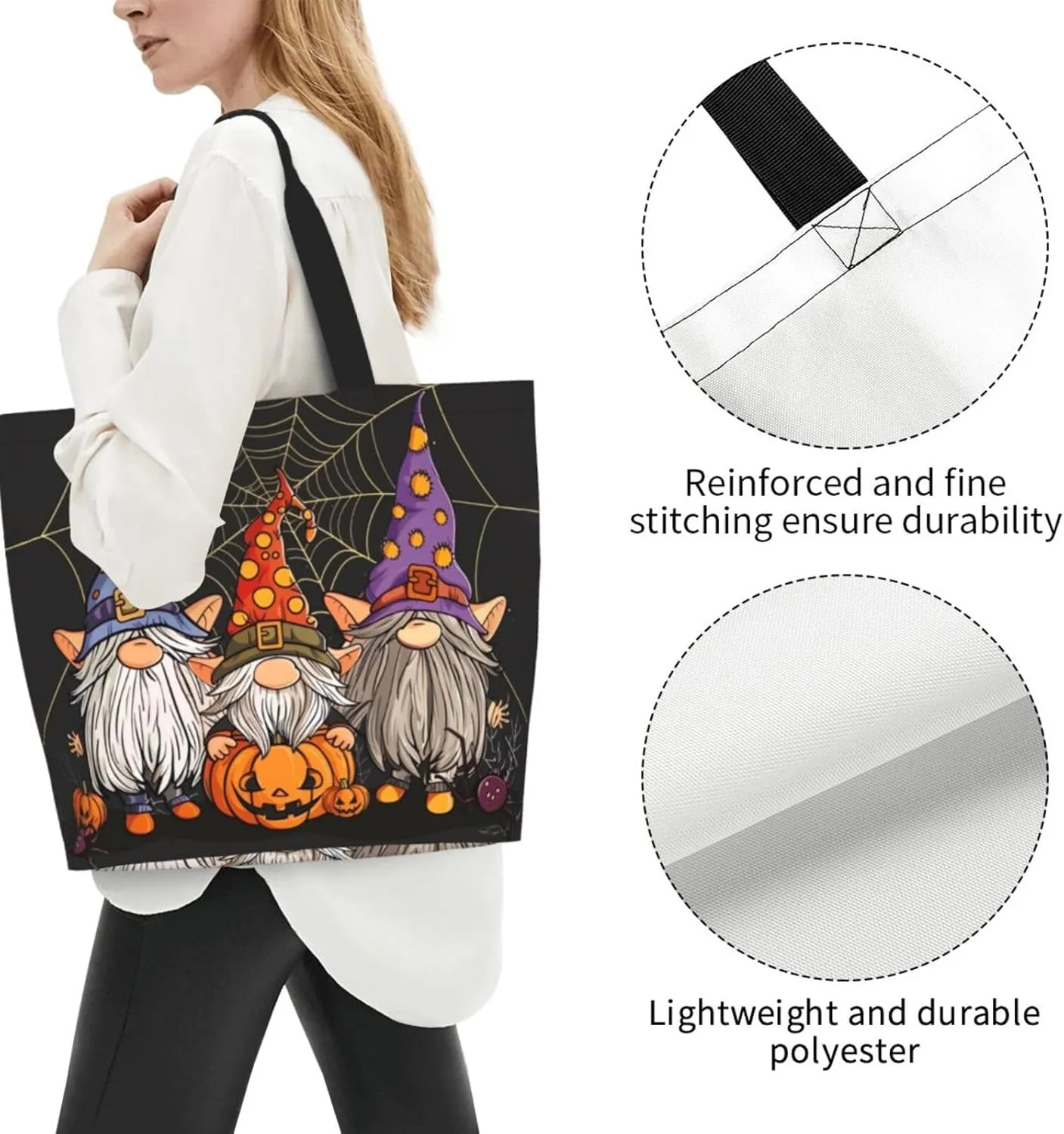 Halloween Tote Bags Large Women Reusable Shoulder Travel Shopping Gift Bags