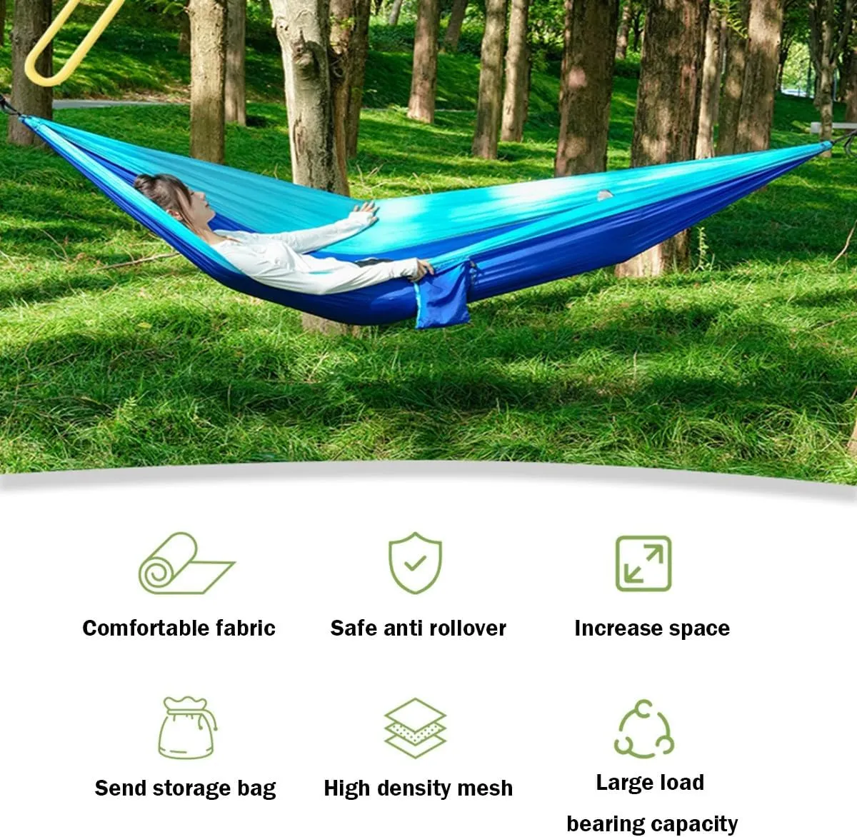 Hammock Camping, Hammock Tent Strong Load Bearing Capacity, Mosquito Net Hammock Breathable and Mosquito Proof, Suitable for Outdoor Use(Blue,260 * 140cm)