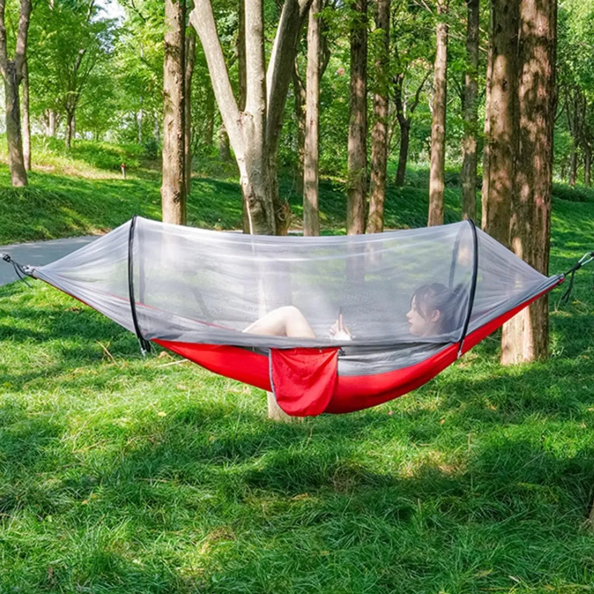 Hammock Camping, Hammock Tent Strong Load Bearing Capacity, Mosquito Net Hammock Breathable and Mosquito Proof, Suitable for Outdoor Use(Blue,260 * 140cm)