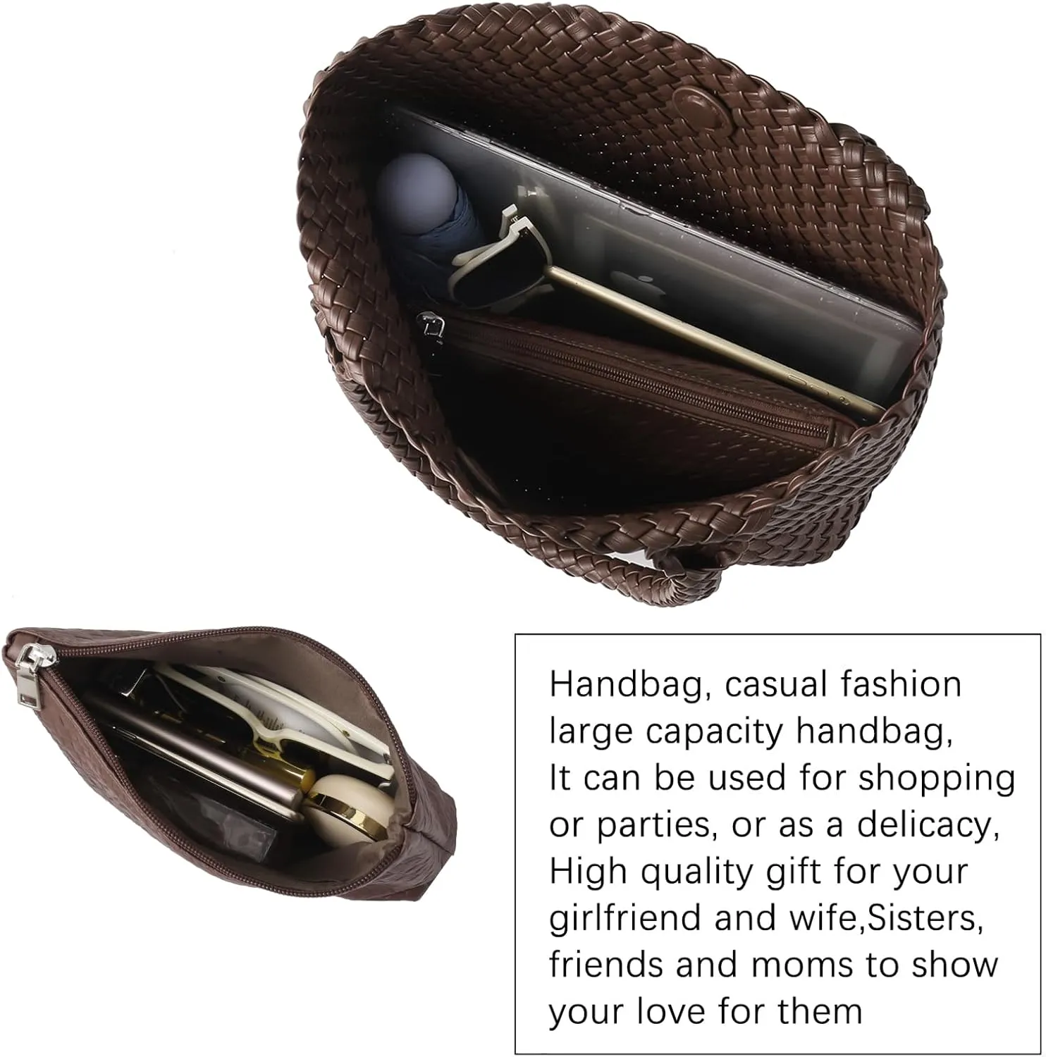Hand Woven Bag Tote BagS For Women Top Handle Shoulder Vegan Leather Large Travel Beach Hobo Handbag