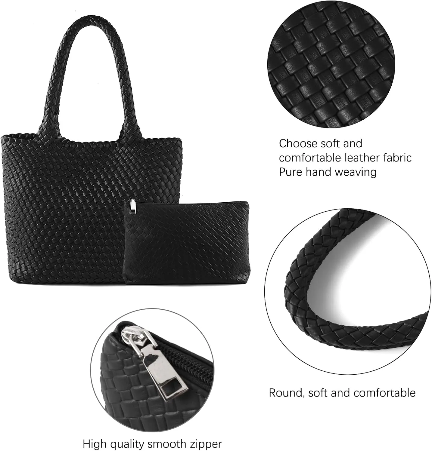 Hand Woven Bag Tote BagS For Women Top Handle Shoulder Vegan Leather Large Travel Beach Hobo Handbag