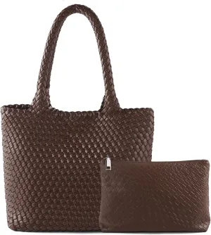 Hand Woven Bag Tote BagS For Women Top Handle Shoulder Vegan Leather Large Travel Beach Hobo Handbag