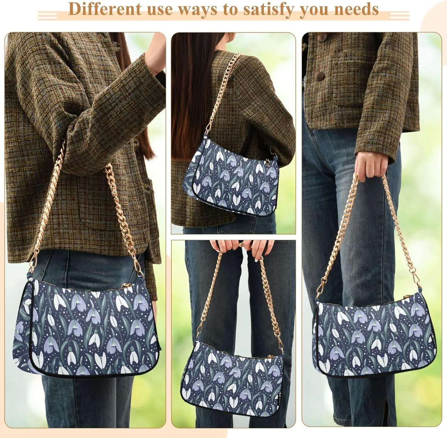 Handbag Purses for Women Marble Chain Shoulder Bag