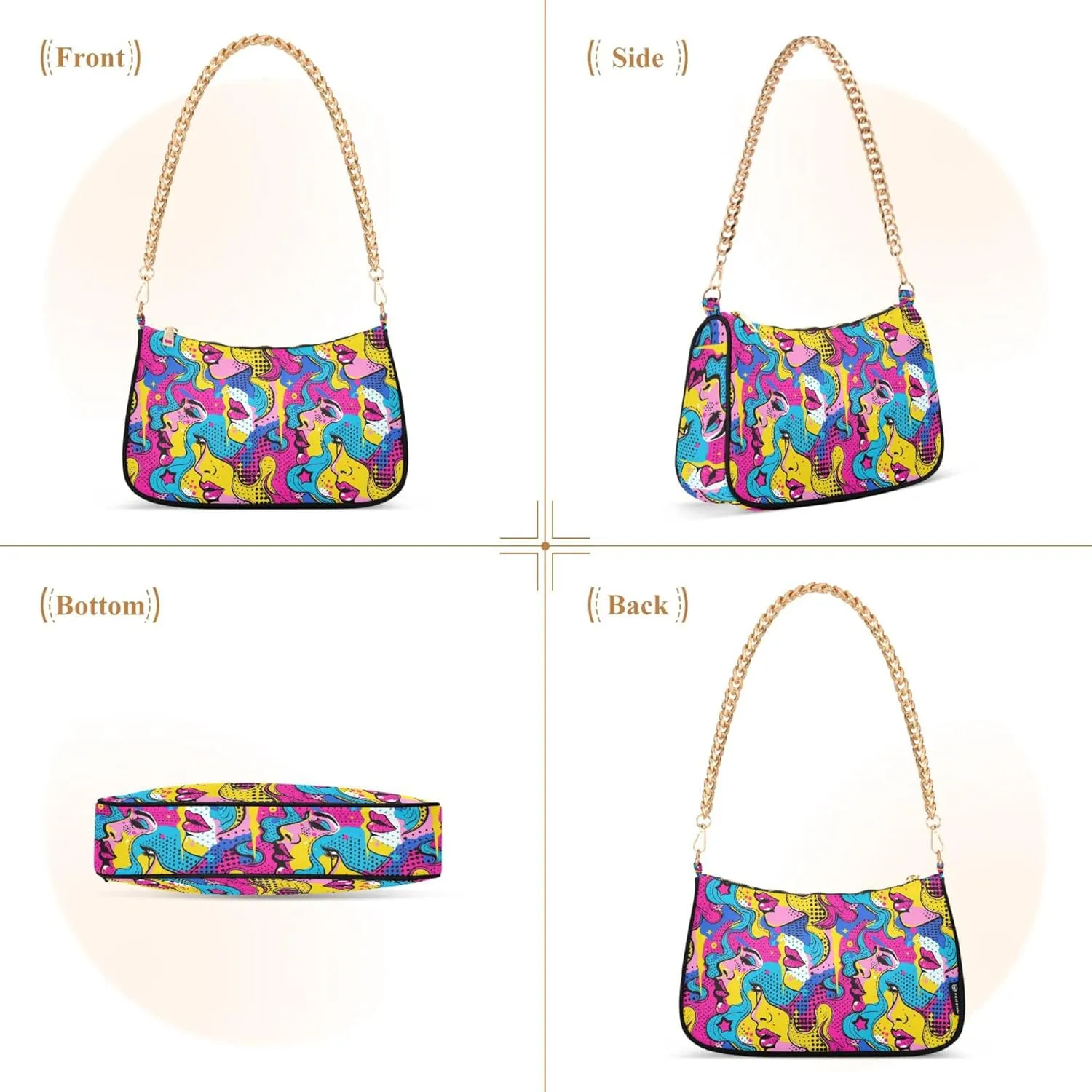 Handbag Purses for Women Marble Chain Shoulder Bag