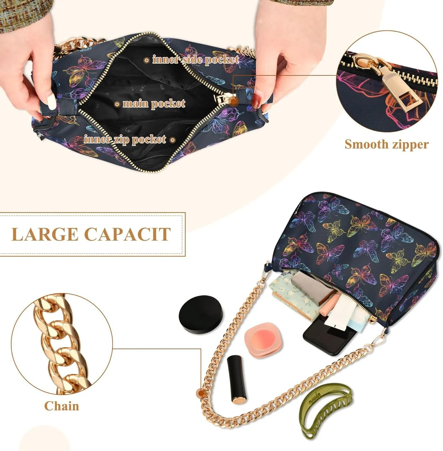 Handbag Purses for Women Marble Chain Shoulder Bag