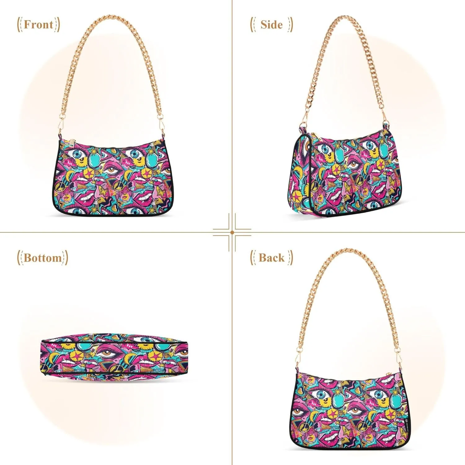 Handbag Purses for Women Marble Chain Shoulder Bag