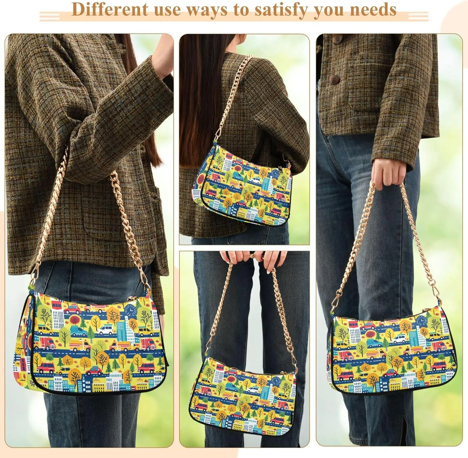 Handbag Purses for Women Marble Chain Shoulder Bag