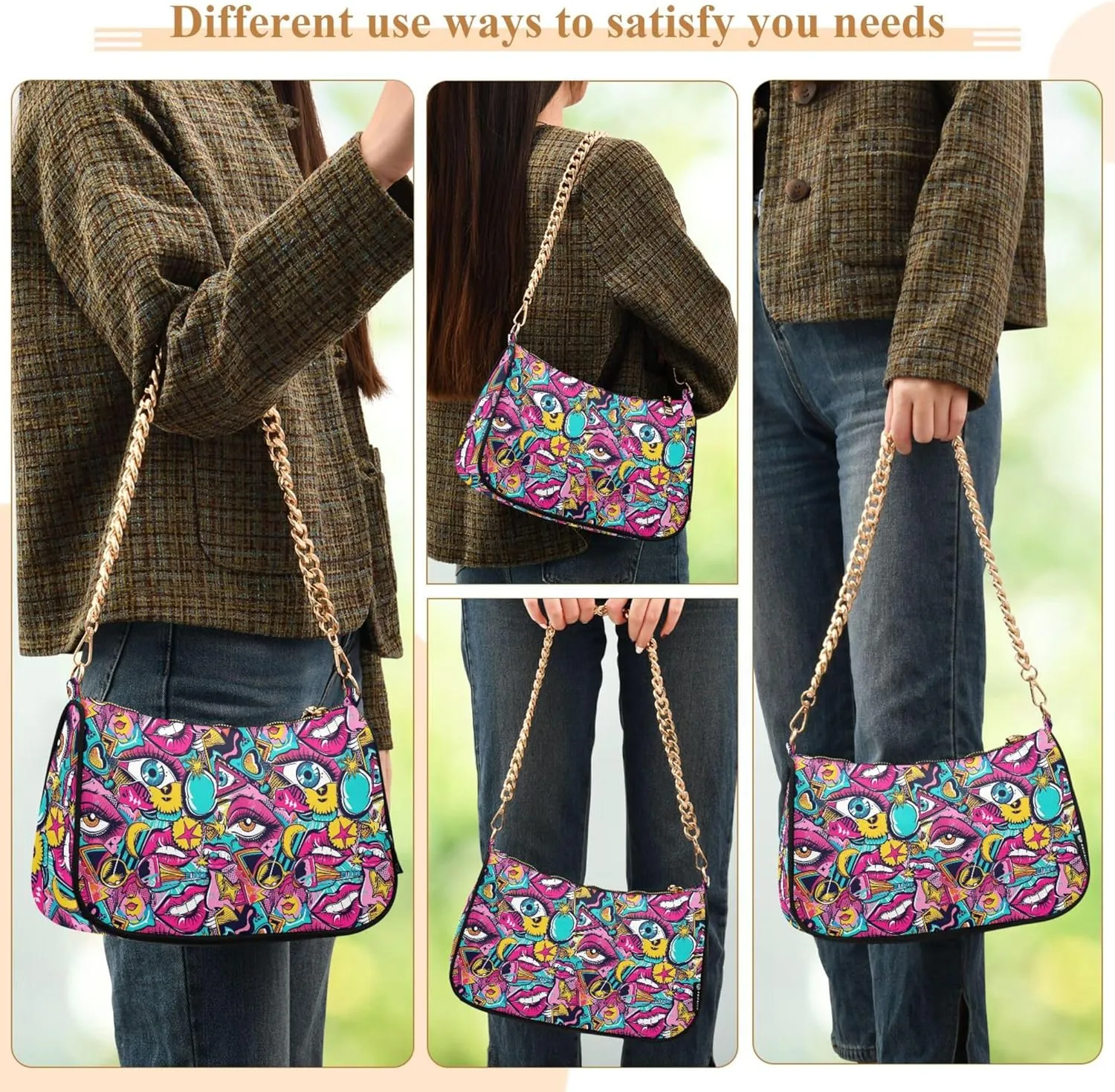 Handbag Purses for Women Marble Chain Shoulder Bag