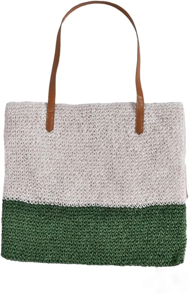 Handcrafted Evergreen Elegance tote bag - Eco-friendly Shoulder Bags With Stylish Work shades of green and white Office College Women Handbag