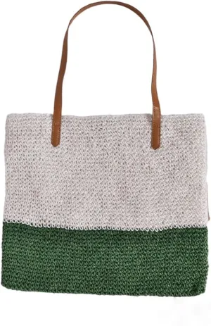 Handcrafted Evergreen Elegance tote bag - Eco-friendly Shoulder Bags With Stylish Work shades of green and white Office College Women Handbag