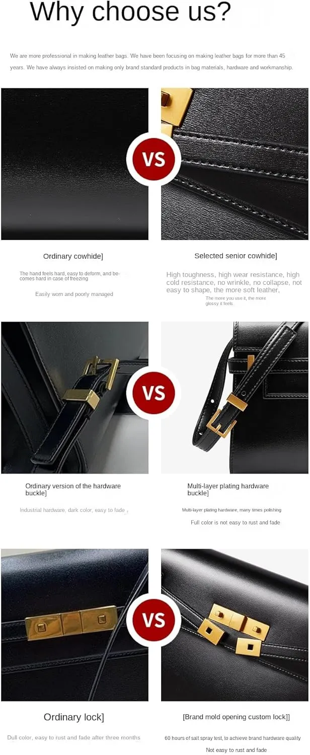 Handmade Genuine Leather Crossbody Bag, Magnetic Closure, Adjustable Strap Multiple Color&Texture Annual New