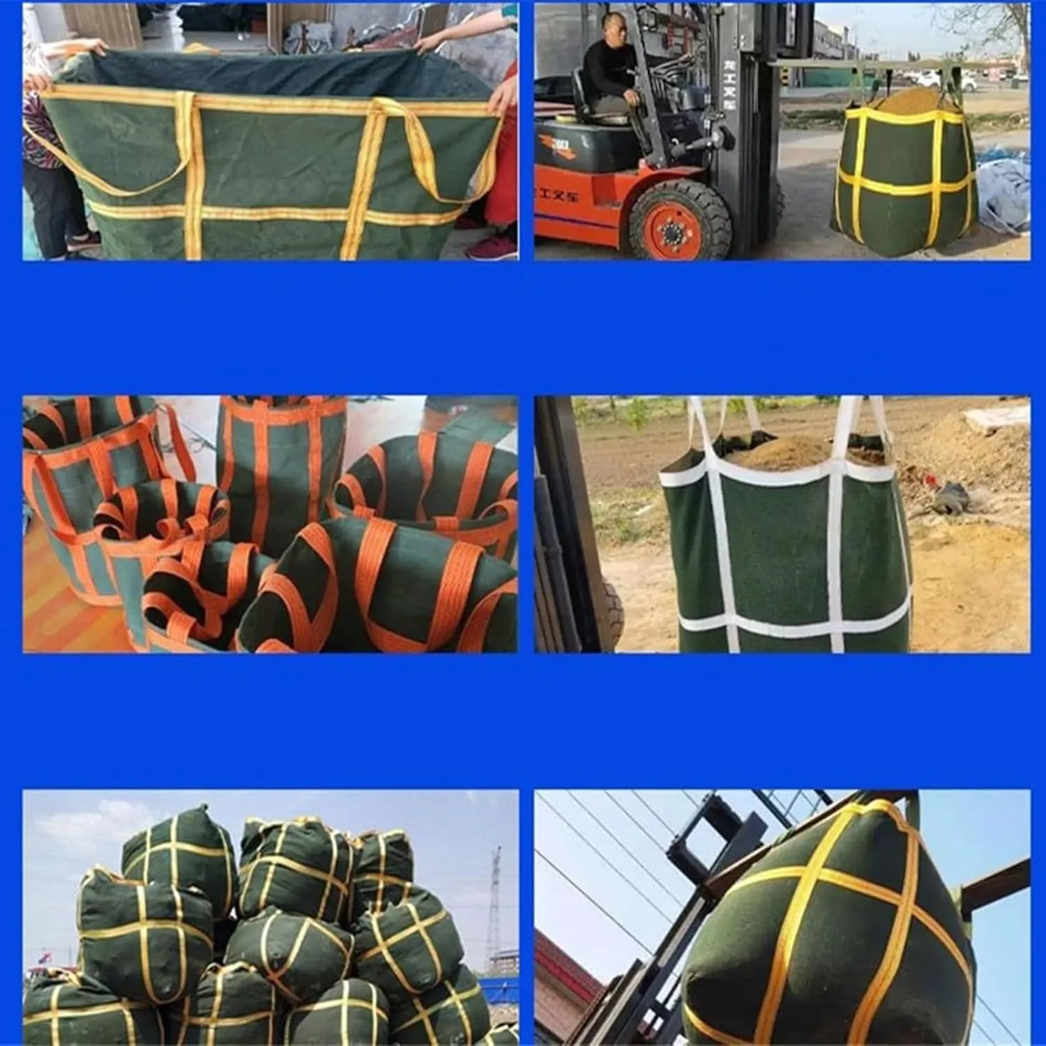 Hanging Lifting Bag - Tarpaulin Scatter Bag - Ton Bag, Weaving Sail Bag, Dock Safety Anti-Tear Strong Load Bearing Bag, for Crane Platform Forklift(60 X 60X70CM/Load 800KG)