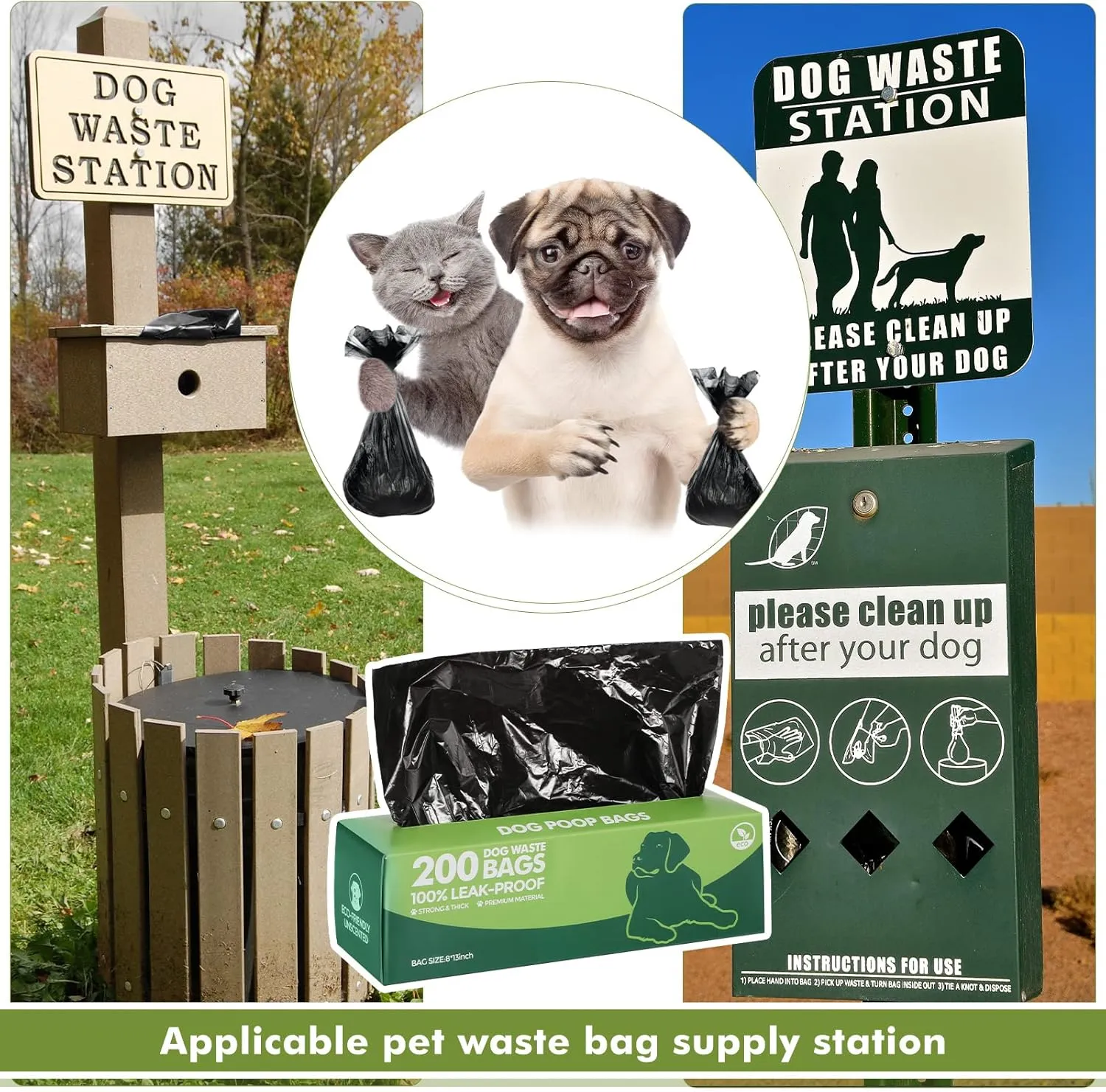 Harloon 6000 Counts Dog Poop Waste Bags 30 Rolls 12 x 8 Inches Extra Thick Strong Leak PET Proof Bags Disposable Bulk Universal Doggy Roll Waste Box for Puppy Outdoor Walking Travel(Black)
