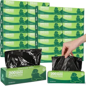Harloon 6000 Counts Dog Poop Waste Bags 30 Rolls 12 x 8 Inches Extra Thick Strong Leak PET Proof Bags Disposable Bulk Universal Doggy Roll Waste Box for Puppy Outdoor Walking Travel(Black)
