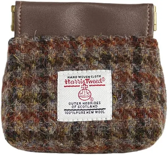 Harris Tweed 100% Wool Squeeze Coin Purse | Earbud Pouch | Headphone Case | Portable Change Holder for Men & Women