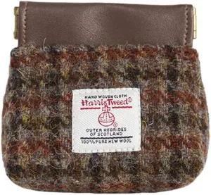 Harris Tweed 100% Wool Squeeze Coin Purse | Earbud Pouch | Headphone Case | Portable Change Holder for Men & Women