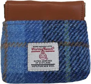 Harris Tweed 100% Wool Squeeze Coin Purse | Earbud Pouch | Headphone Case | Portable Change Holder for Men & Women