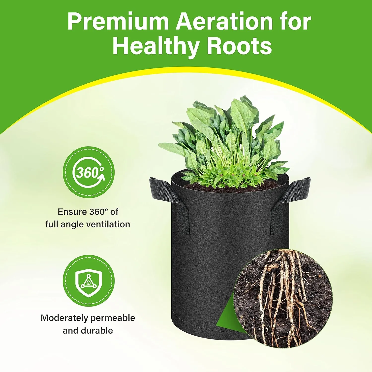 HealSmart 12-Pack 1 Gallon Grow Bags, Nonwoven Aeration Fabric Pots with Handles, Cloth Plant Pots, Suitable for Garden Fruits, Vegetables, Tomato and Flowers, Black