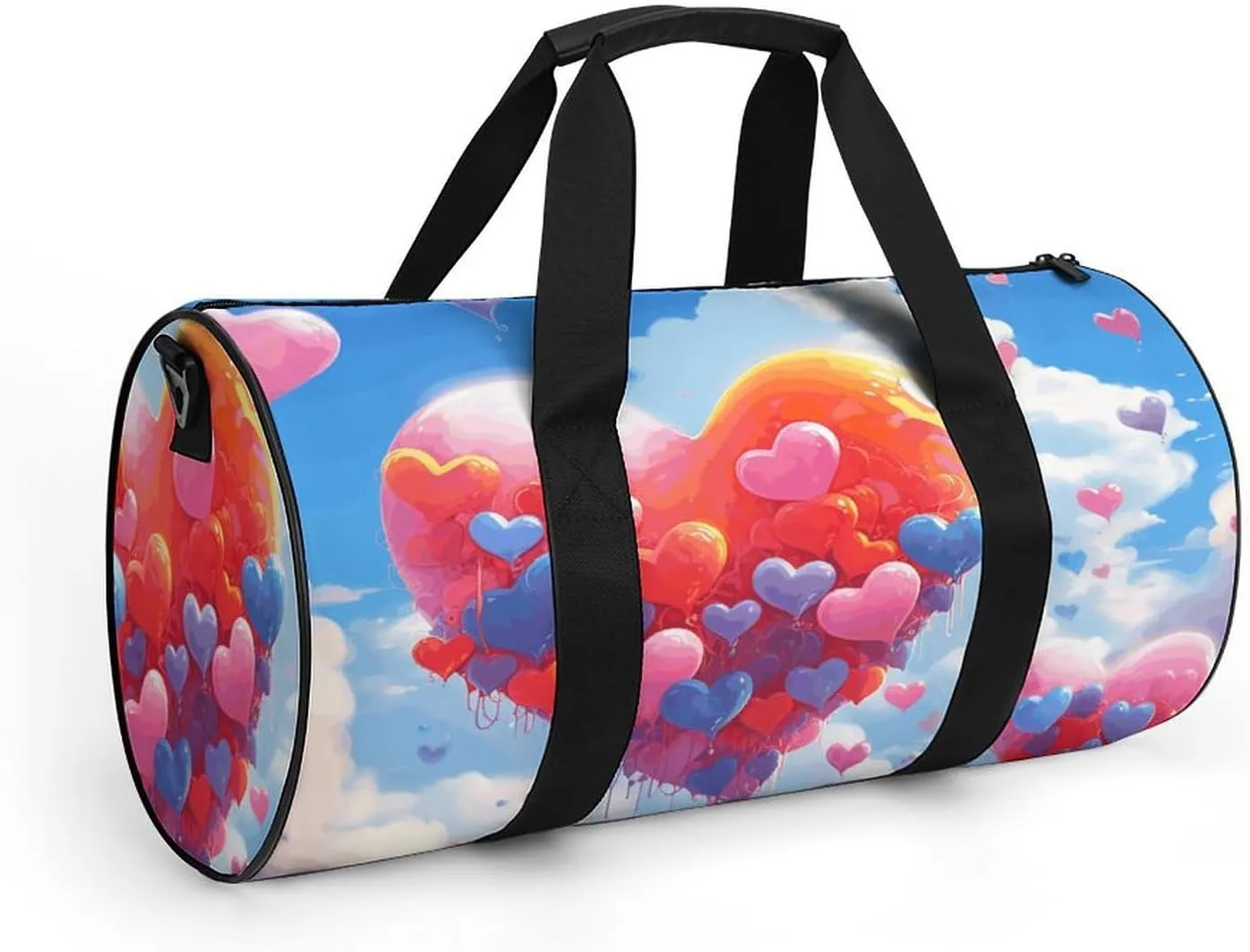 Heart Shaped Drawing Gym Bag Small Travel Duffle Bag with Compartment Carry On Weekender Bag for Women Men