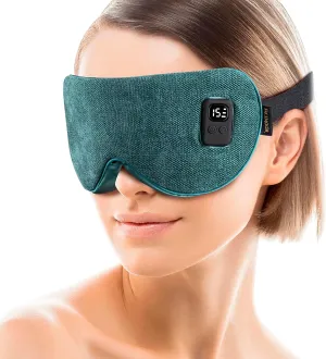 Heated Eye Mask for Dry Eyes: FSA HSA Eligible - Warm Compress for Digital Tired Eyes, Stye Relief - Cordless, Adjustable Heat & Timer Settings - Airplane/Road Travel, Sleep aid, Office nap Green